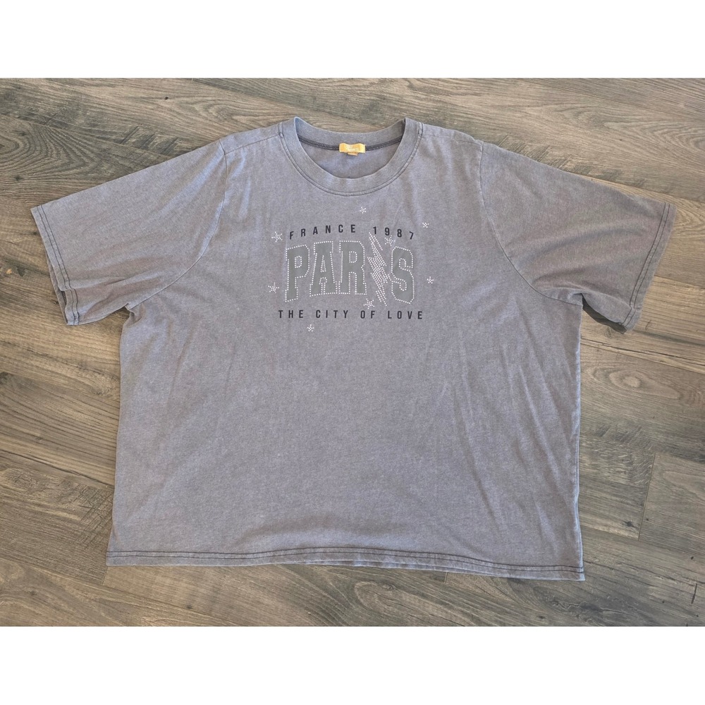 Women sz3X Cult Favorite Paris France Graphic Tee Grey Oversized 3X 100% Cotton